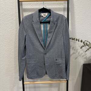 Original Penguin Men's Cotton Gray Blazer with Elbow Patches